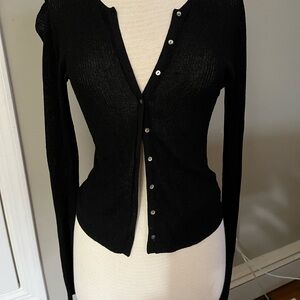 Country Road Australia Button down Medium sheer black cardigan